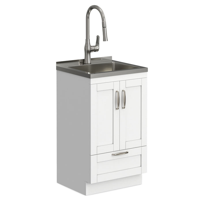 Reed - Deluxe Laundry Cabinet With Pull-Out Faucet And Stainless Steel Sink Simpli-Home
