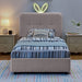 Upholstered Bed With Oversized Rabbit Ear Headboard, LED Lights & 4 Storage Drawers Home Essentials