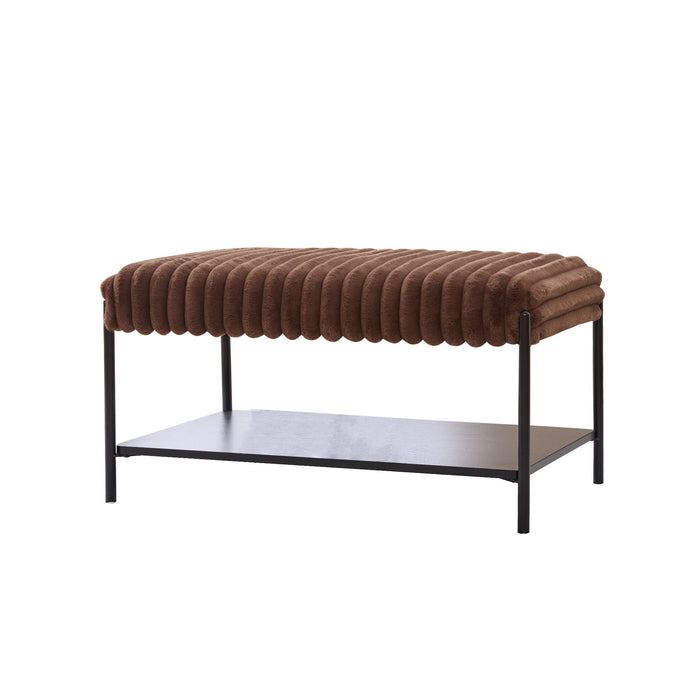 Upholstered Ottoman Coffee Table Foot Rest With Open Storage