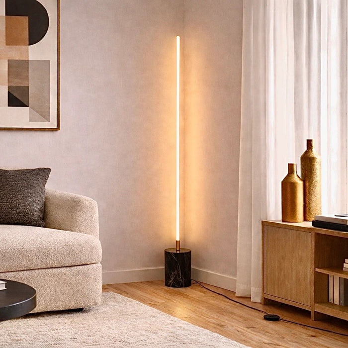 Prism - LED Floor Lamp With On / Off Switch Base - Gold / Marble Ashcroft Furniture