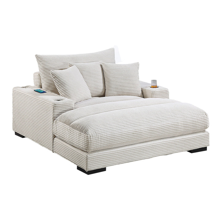 Upholstered Chaise Lounge With Cup Holders USB Port And Pillows Home Essentials