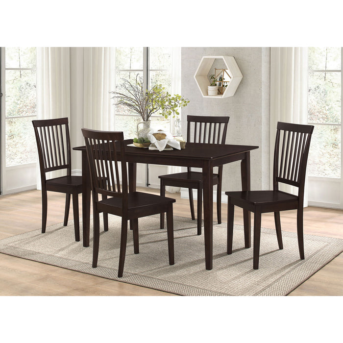 Stan - 5 Piece Dining Set With Rectangular Table And Slat Back Chairs - Cappuccino Furniture Max