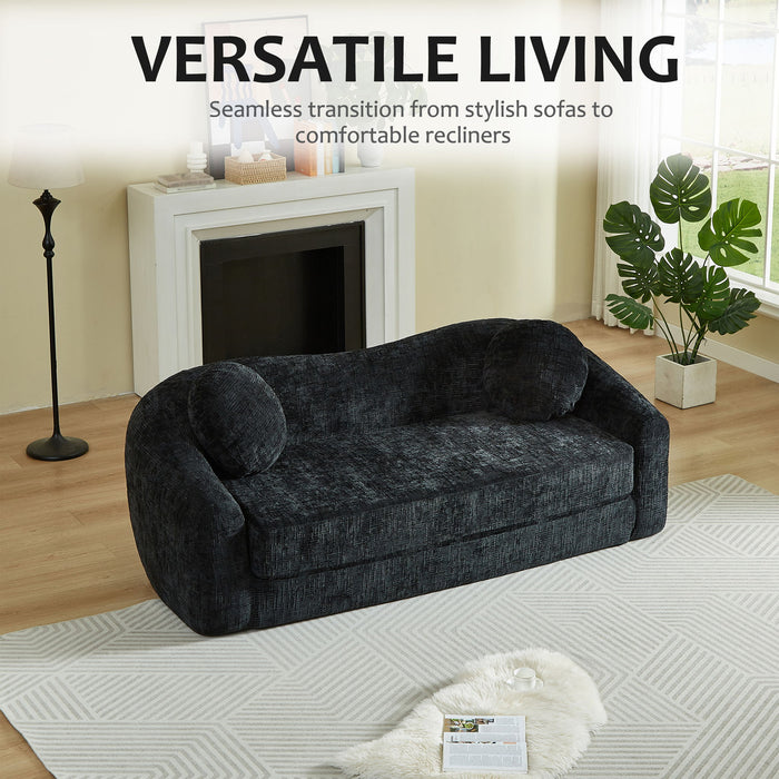 Curved Convertible Sofa, 2 In 1 Frameless Folding Sofa Bed With Pull Out Base And Deep Seat Home Essentials