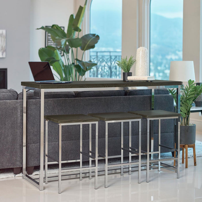 4 Piece Counter Table Set With Built In Power Outlet - Brown Furniture Max