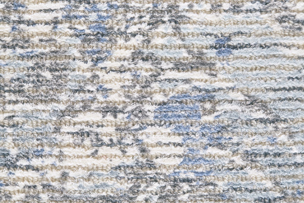 Abstract Hand Woven Area Rug - Blue Ivory And Gray Round - 8'