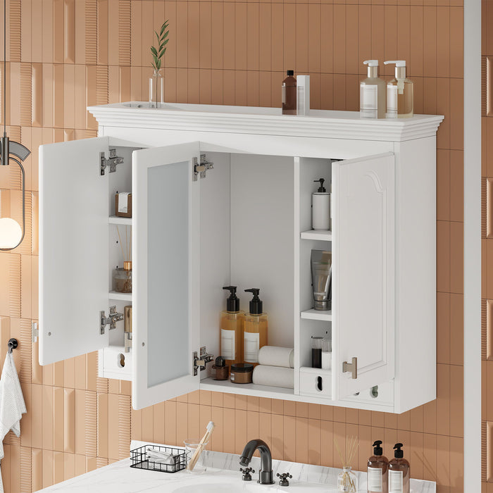 Wall Mount Mirror Cabinet With Adjustable Shelves, Soft Closing Hinges Hearth and Haven