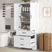 Tall Bathroom Storage Cabinet With 2 Doors And Drawers, Adjustable Shelf - White Hearth and Haven