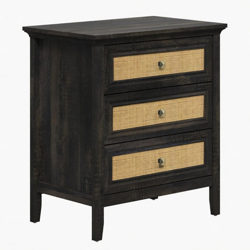 Nightstand With 3 Drawers, Tall End Table - Brown Home Essentials
