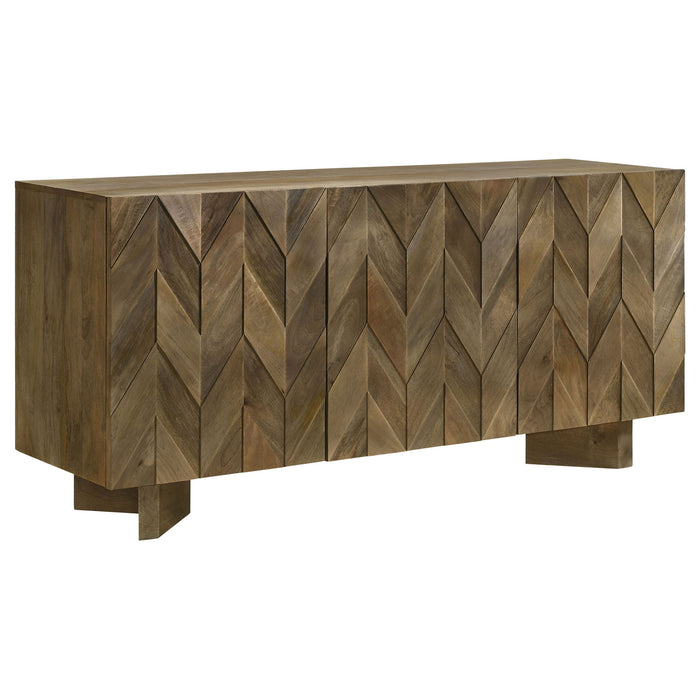Roman - 3 Door Server With Chevron Design - Brown Furniture Max