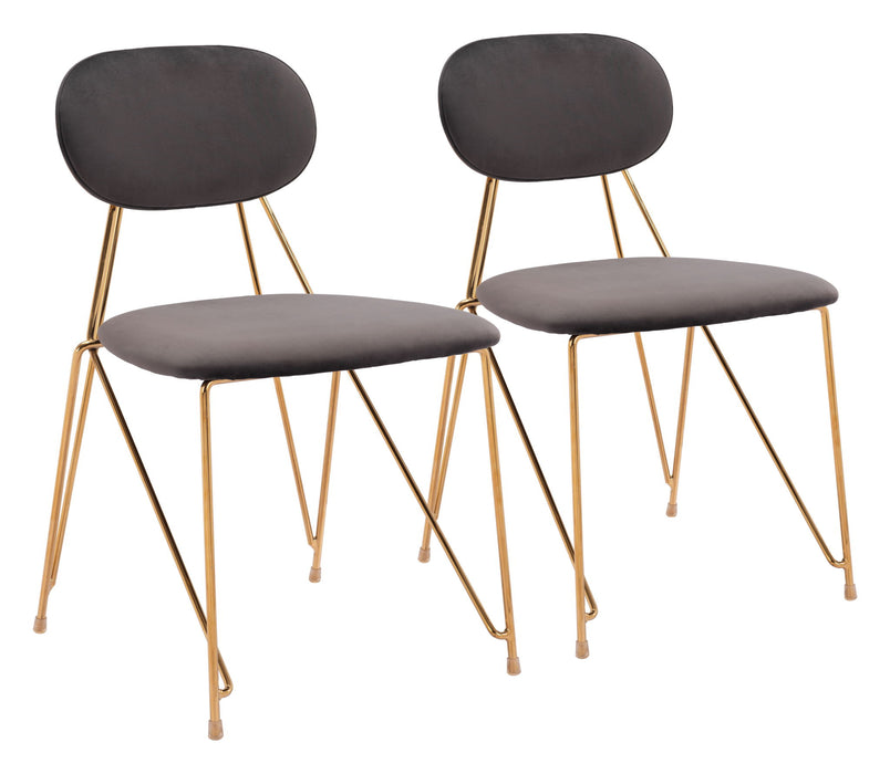 Georges - Dining Chair (Set of 2) - Gray / Gold Zuo Modern