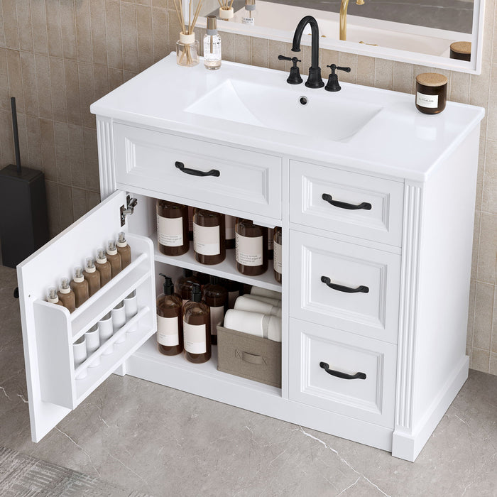 Modern Bathroom Vanity With Sink, 4 Drawers, Soft-Close Door, Adjustable Shelf Hearth and Haven