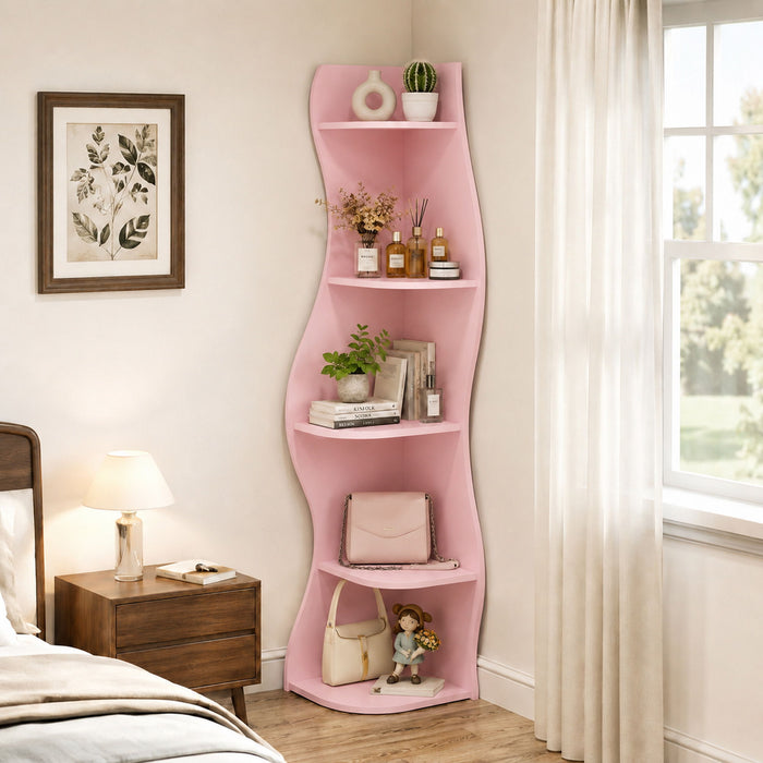 5 Tier S - Shaped Corner Shelf For Living Room Home Essentials