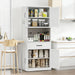 Kitchen Pantry Cabinet With Adjustable Shelves, Drawers, Hooks And Large Countertop - White Home Essentials