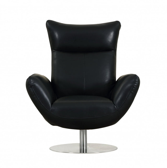 Contemporary Leather Lounge Chair - Black