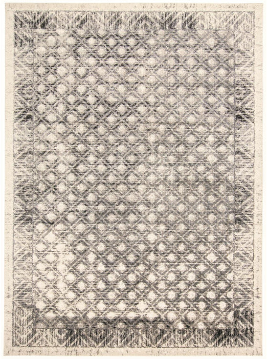 Abstract Stain Resistant Area Rug - Ivory Black And Taupe - 2' X 3'