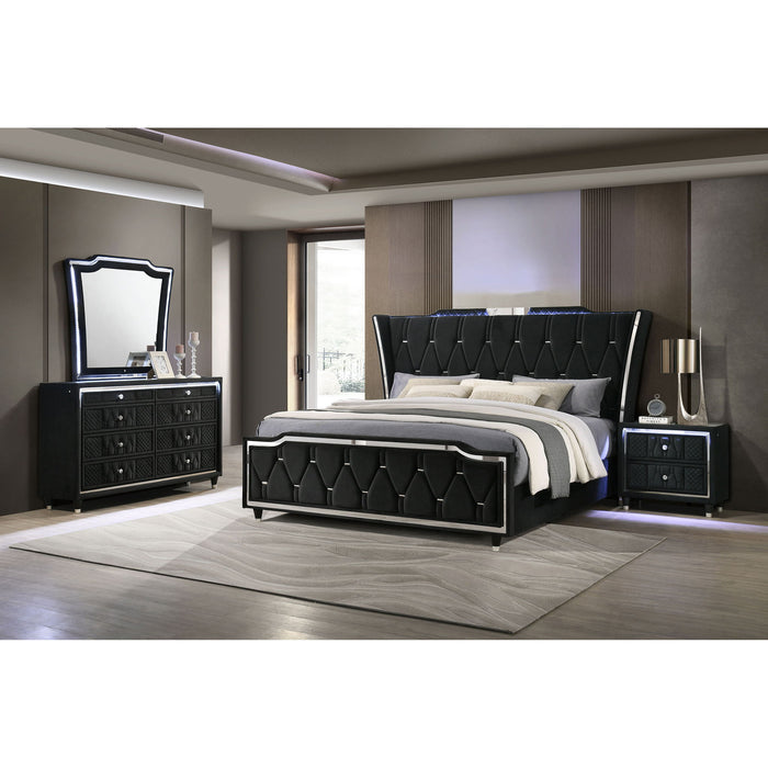 Bedroom Set With LED Lighting And Charging Nightstand Furniture Max