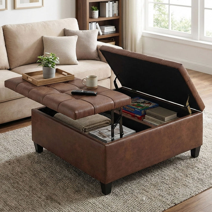 Harrison - Upholstered Coffee Table Storage Ottoman Simpli-Home