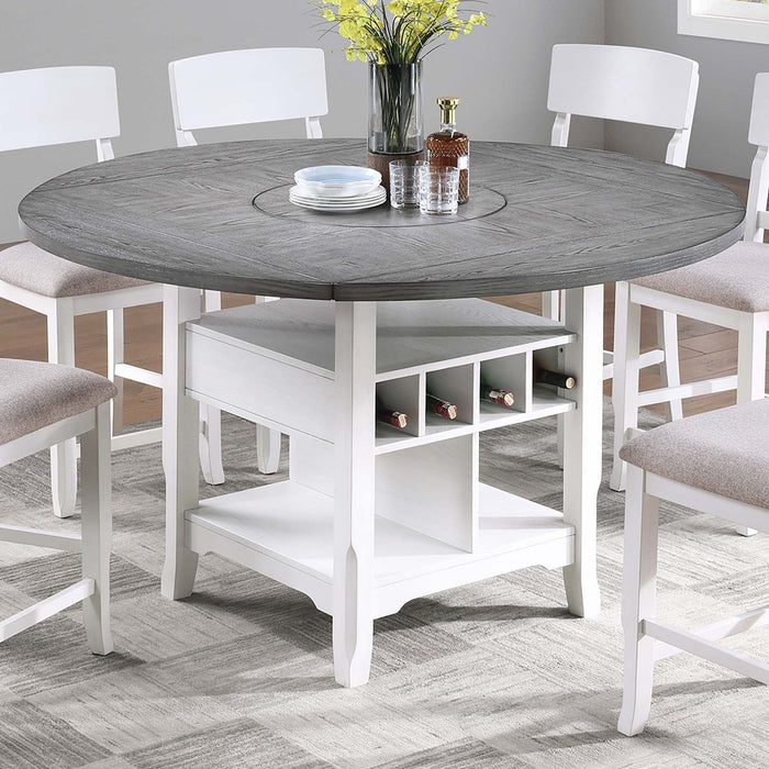 Counter Height Dining Table With Built In Lazy Susan And Storage Shelves Home Essentials