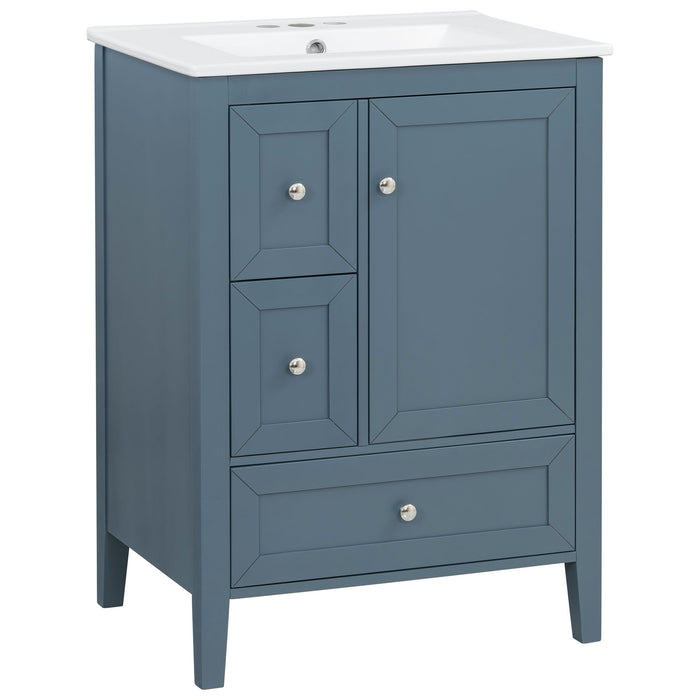 Modern Bathroom Vanity With Sink, Soft Close Drawers & Door, Storage Rack Noble House