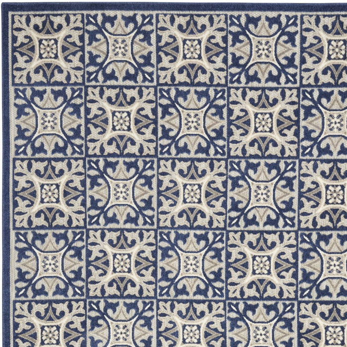 5' X 8' Fleur De Lis Stain Resistant Non Skid Area Rug - Blue