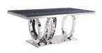 Nasir - Dining Table - Gray Printed Faux Marble Top & Mirrored Silver ACME
