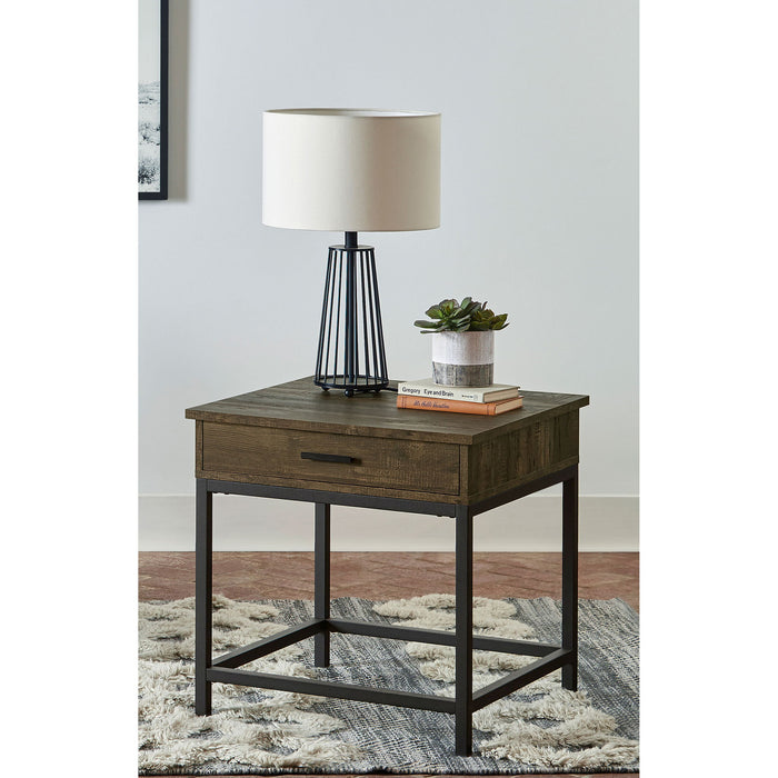 Square End Table With 1 Drawer - Brown Furniture Max