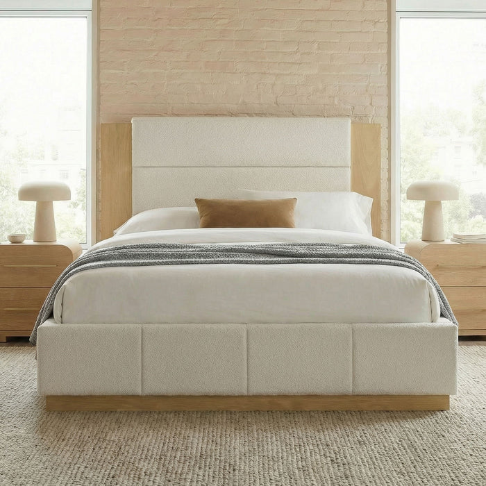 Modern Upholstered Platform Bed With Extended Headboard Hearth and Haven