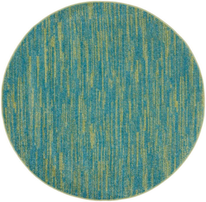 4' Round Striped Non Skid Indoor / Outdoor Area Rug - Blue / Green