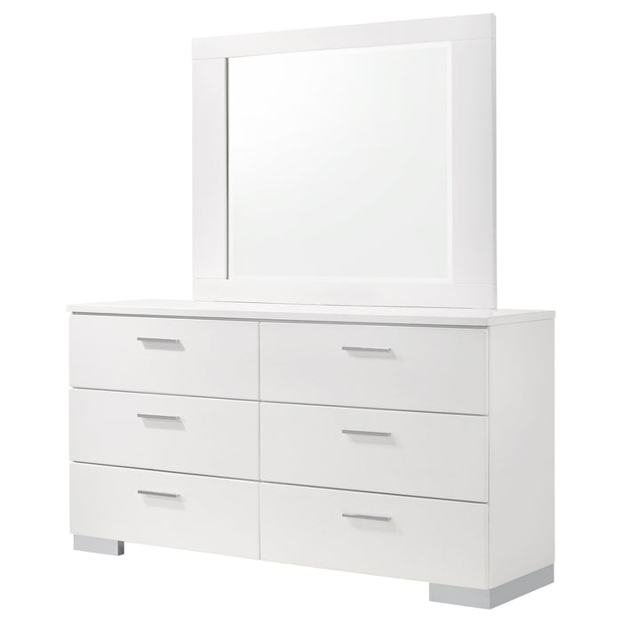 Dulcey - 6 Drawer Dresser With Mirror - Gloss White