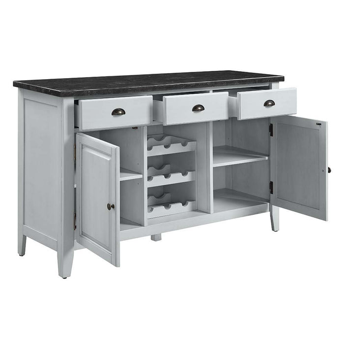 Lanton - Server - Natural Marble & Antique White ACME
