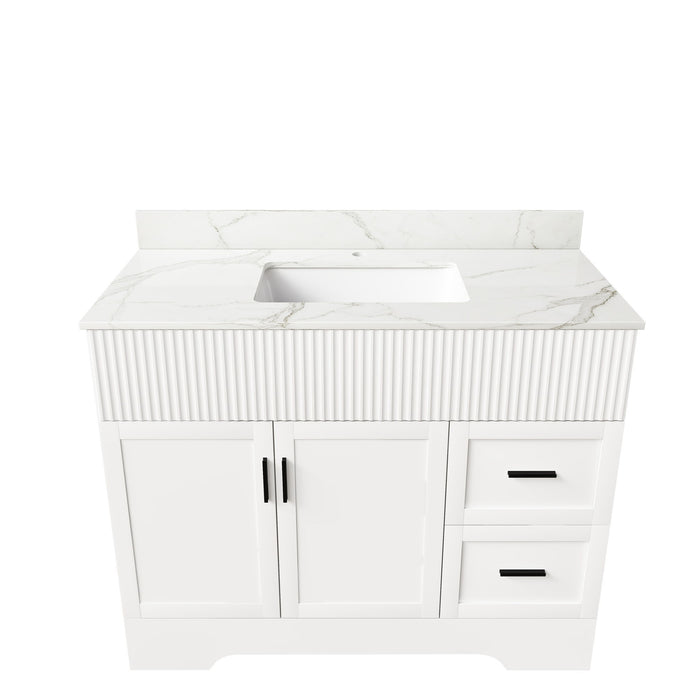 Bathroom Vanity Set, Fluted Cabinet, Soft Close Doors & Drawers - White Home Essentials