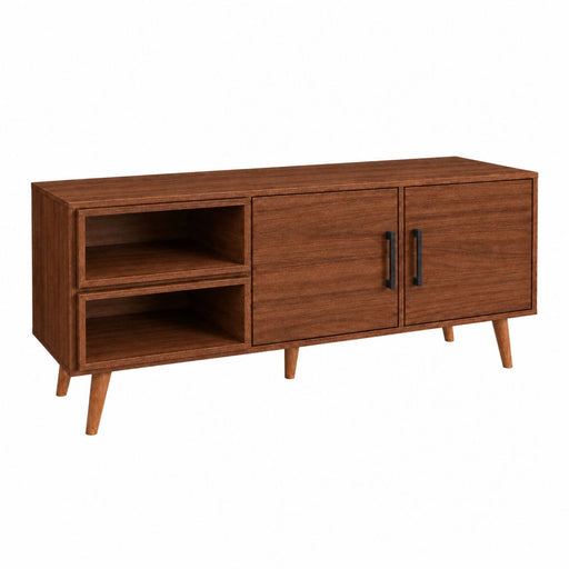 TV Stand For TVs Up To 60" With 2 Doors And 2 Open Shelves Home Essentials