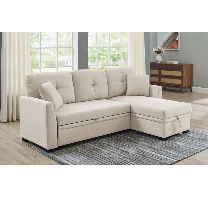Upholstered Sectional & Pull Out Bed And Chaise Storage - Almond Home Essentials