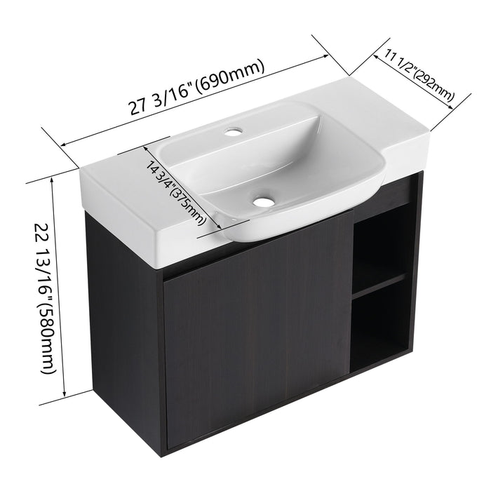 Wall Mounted Bathroom Vanity With Sink, Soft Close Door Home Essentials