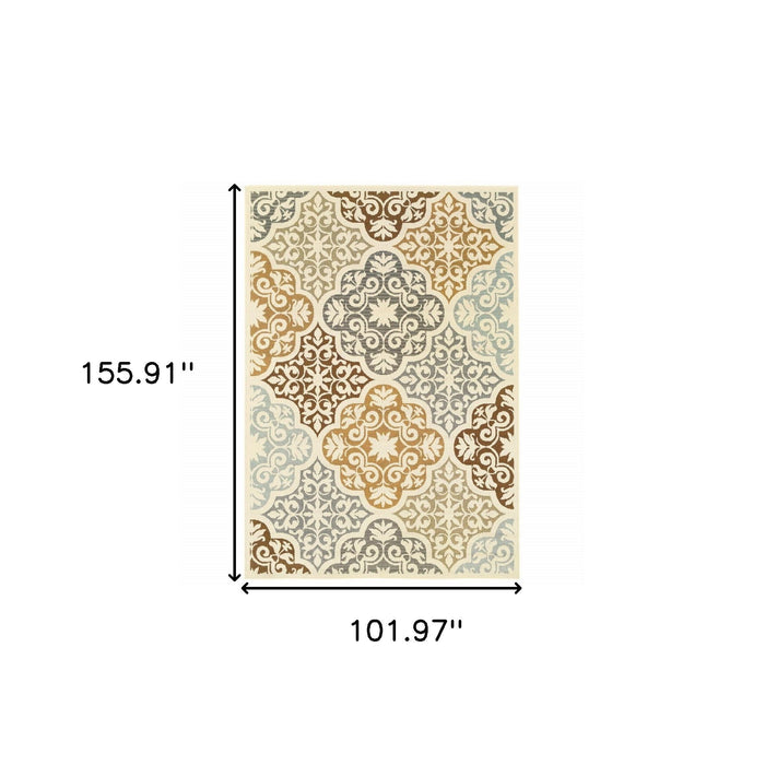 Moroccan Indoor / Outdoor Area Rug - Gray / Ivory