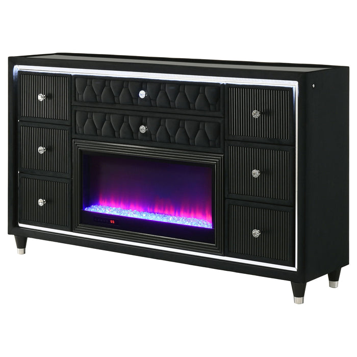 Mika - 8 Drawer LED Fireplace Dresser Furniture Max