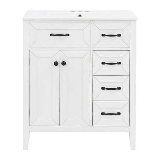 Bathroom Vanity With Sink, Freestanding Design, Soft Close Doors & Drawers - White Noble House