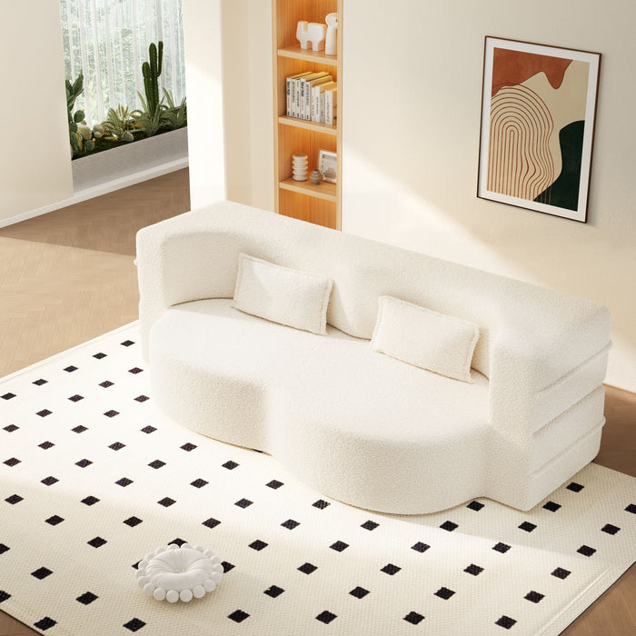 Modern Floor Sofa With 2 Pillows, Twin Size For Living Room Home Essentials