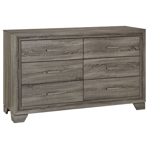 Funston - 6 Drawer Dresser Cabinet - Brown Oak Furniture Max