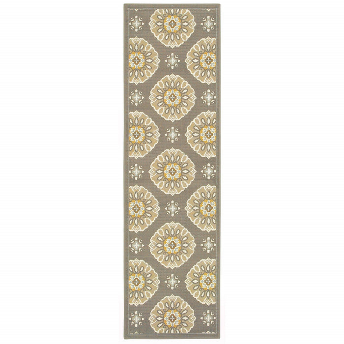 2' X 8' Moroccan Indoor / Outdoor Area Rug - Gray