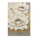 Lotus Flower Canvas Wall Art, Hand Painted Thick Textured Floral Painting With Accents, Neutral Decor For Living Room - Antique White / Gray Daily Nest