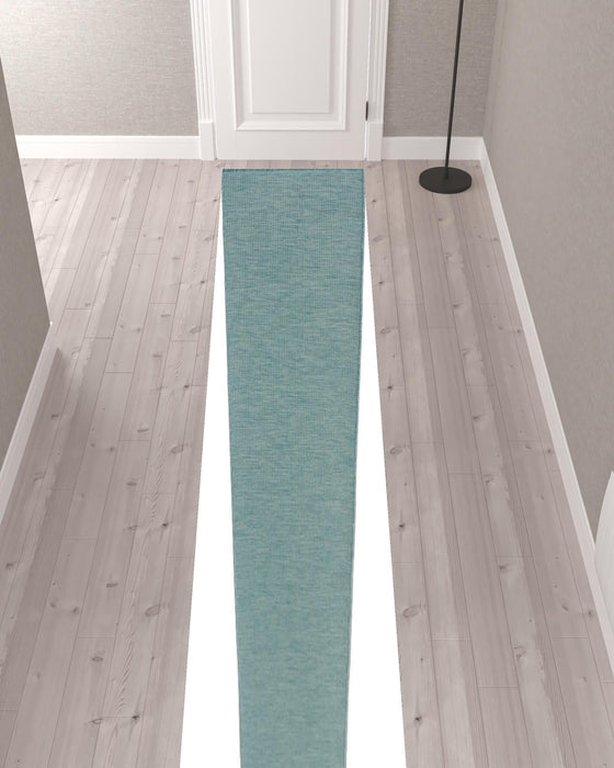 12' Power Loom Runner Rug - Aqua