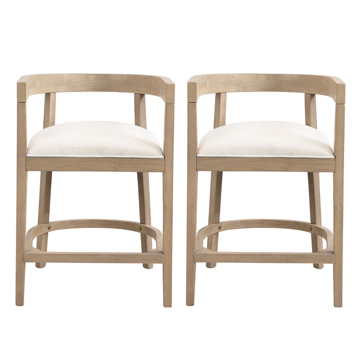 Modern Rubberwood Counter Stool Set With Upholstered Seats Noble House