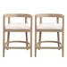 Modern Rubberwood Counter Stool Set With Upholstered Seats Noble House