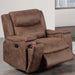 1 Piece Manual Recliner With Padded Seat And Backrest, Square Arms For Living Room - Walnut Home Essentials