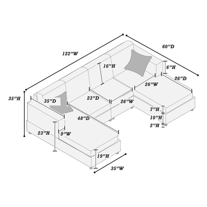 Modern Design Sectional Set With Right And Left Arm Chaise Home Essentials