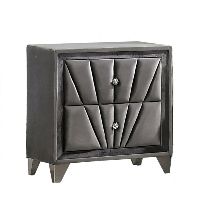 Nightstand, 2 Drawer Upholstered Frame - Gray Home Essentials