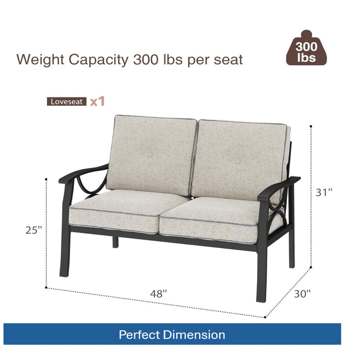 All Weather Loveseat 2 Seats Sofa With Cushions - Light Khaki / Beige Home Essentials