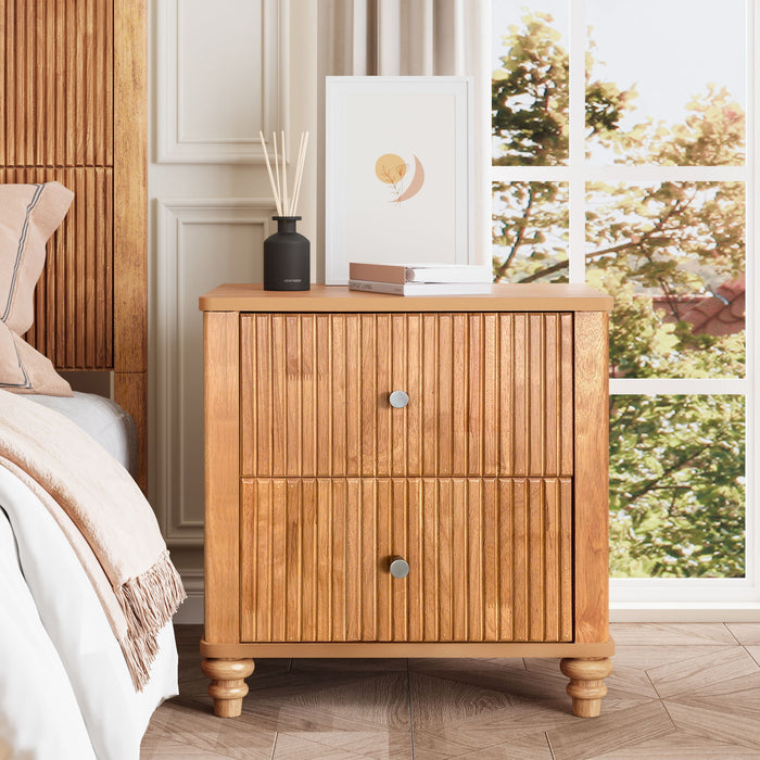 Modern Fluted Nightstand With 3 Drawers Home Essentials