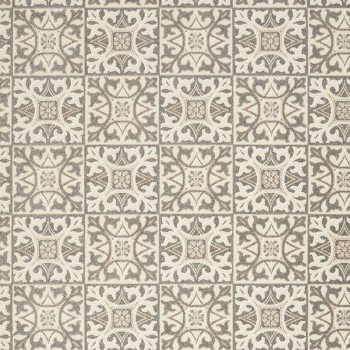 4' X 6' Fleur De Lis Stain Resistant Non Skid Area Rug - Ivory / Gray